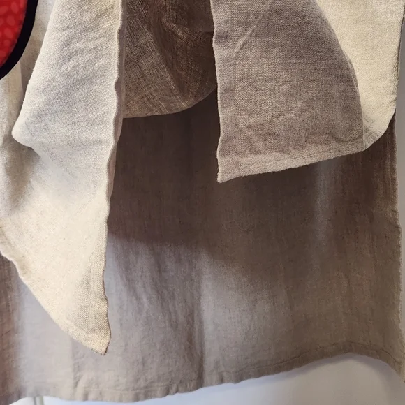 EILEEN FISHER Organic-Linen Midi Skirt Elastic Waist Drawstrings Khaki Size L - Picture 4 of 12